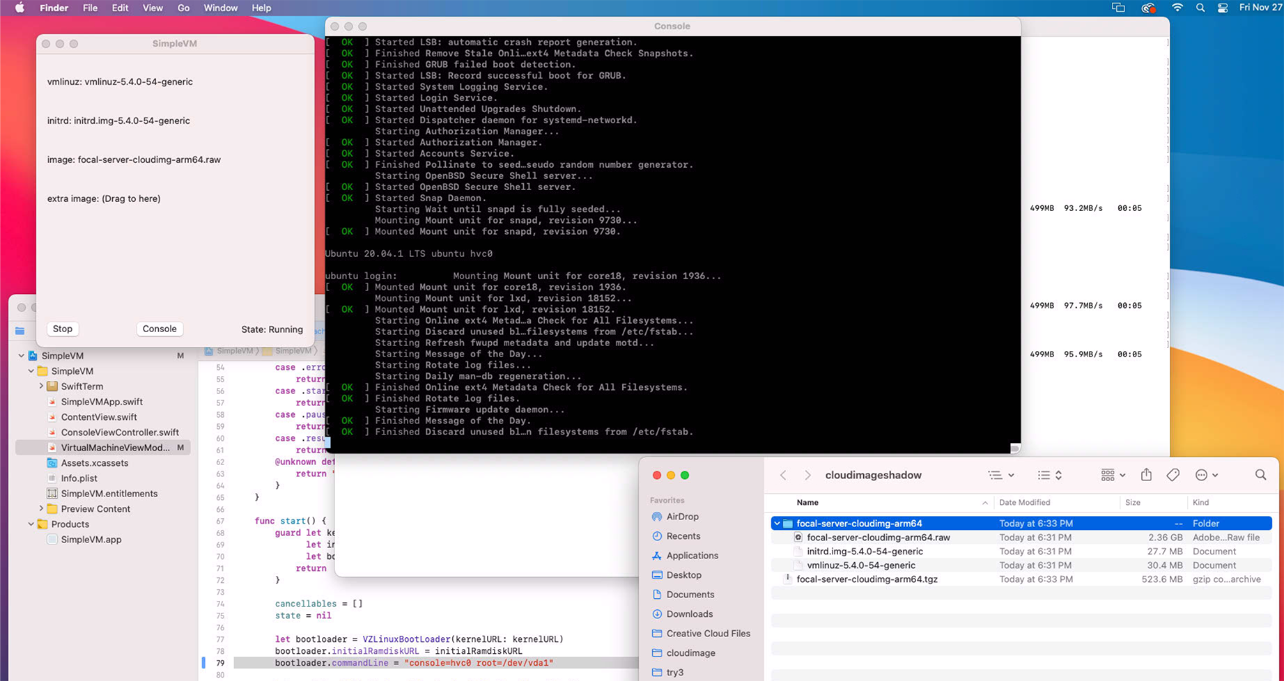 Screen cap of mac mini running ubuntu arm64
